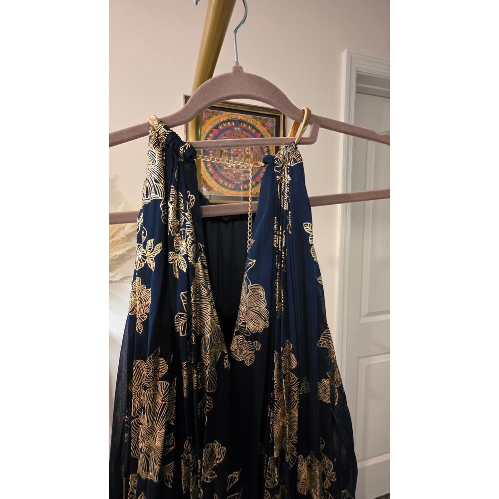 MSK Dark Teal Gold Chain Strap Embellished Maxi Dress Size 8 – NWT - Picture 5 of 8